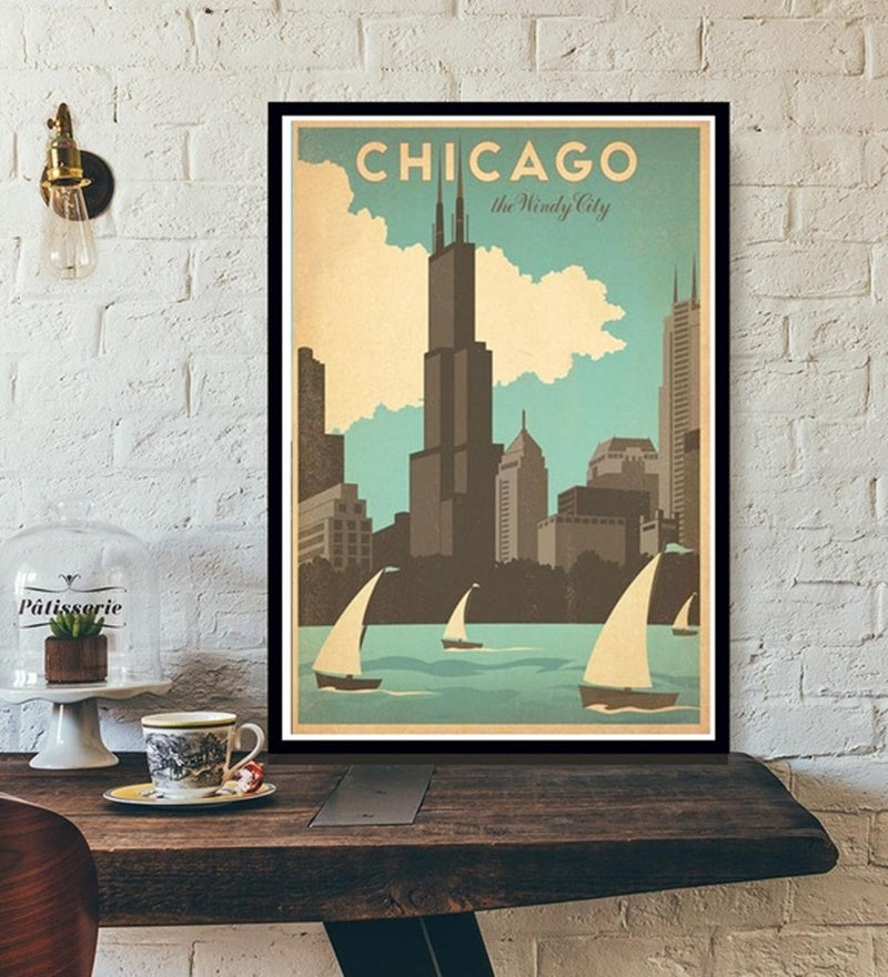Travel Poster World Travel City Canvas Painting