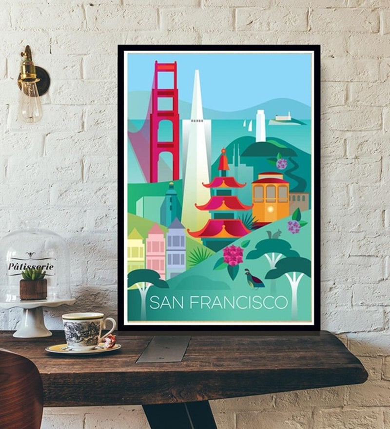 Travel Poster World Travel City Canvas Painting